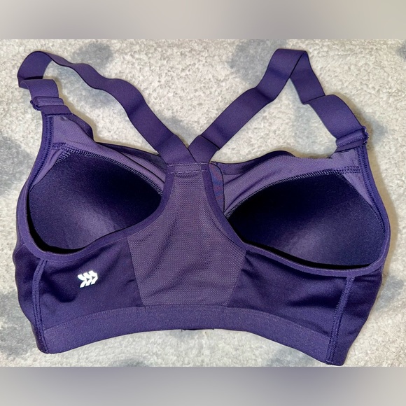 All In Motion High Support Mesh Back Zip-Front Sports Bra Purple Sz 34D| used. - Picture 2 of 3